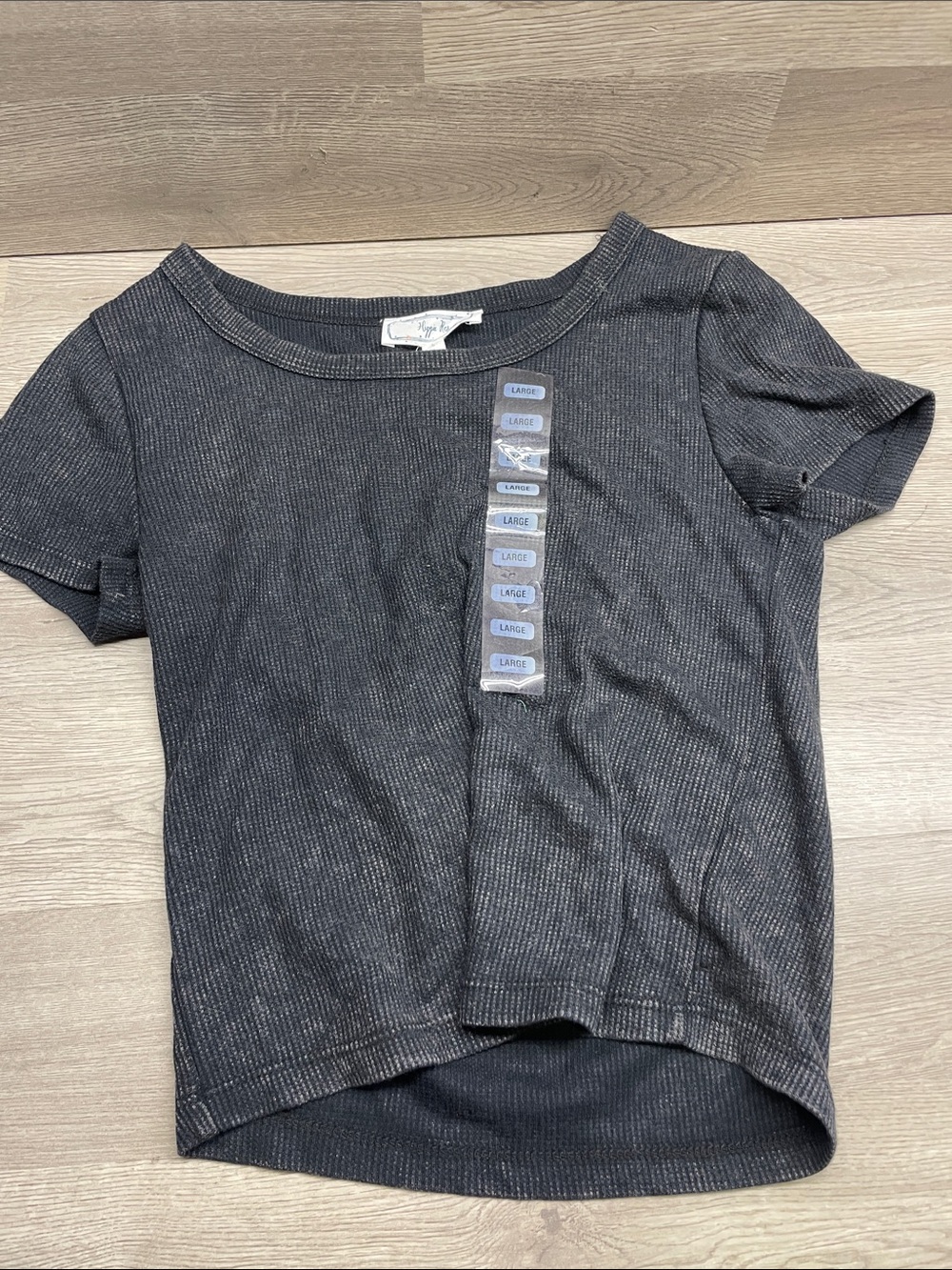 Hippie Rose Charcoal Ribbed Short Sleeve Tee C24
